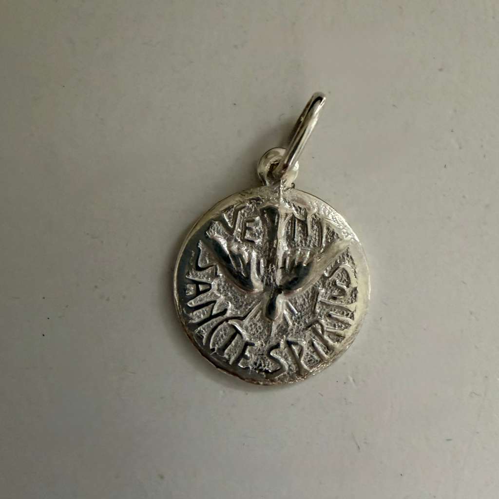 Holy Spirit silver medal with silver chain