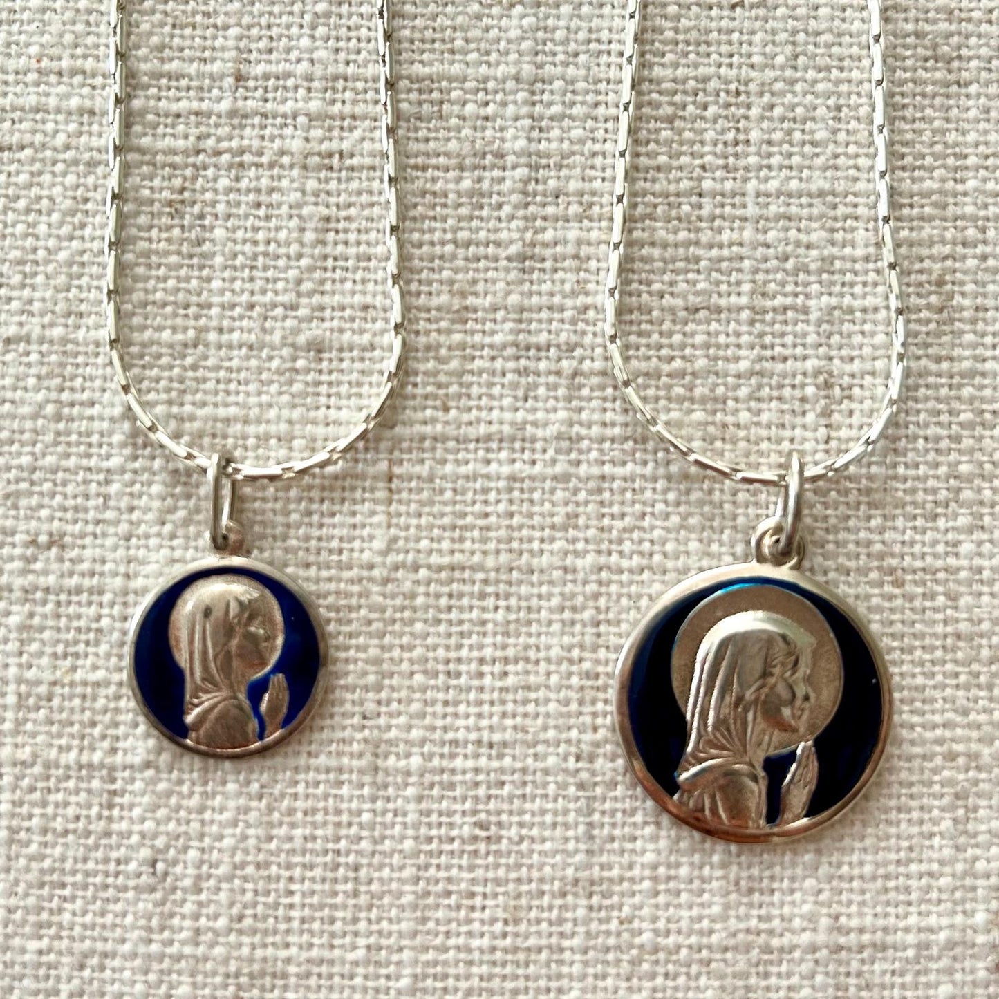 Child Mary with blue enamel medal