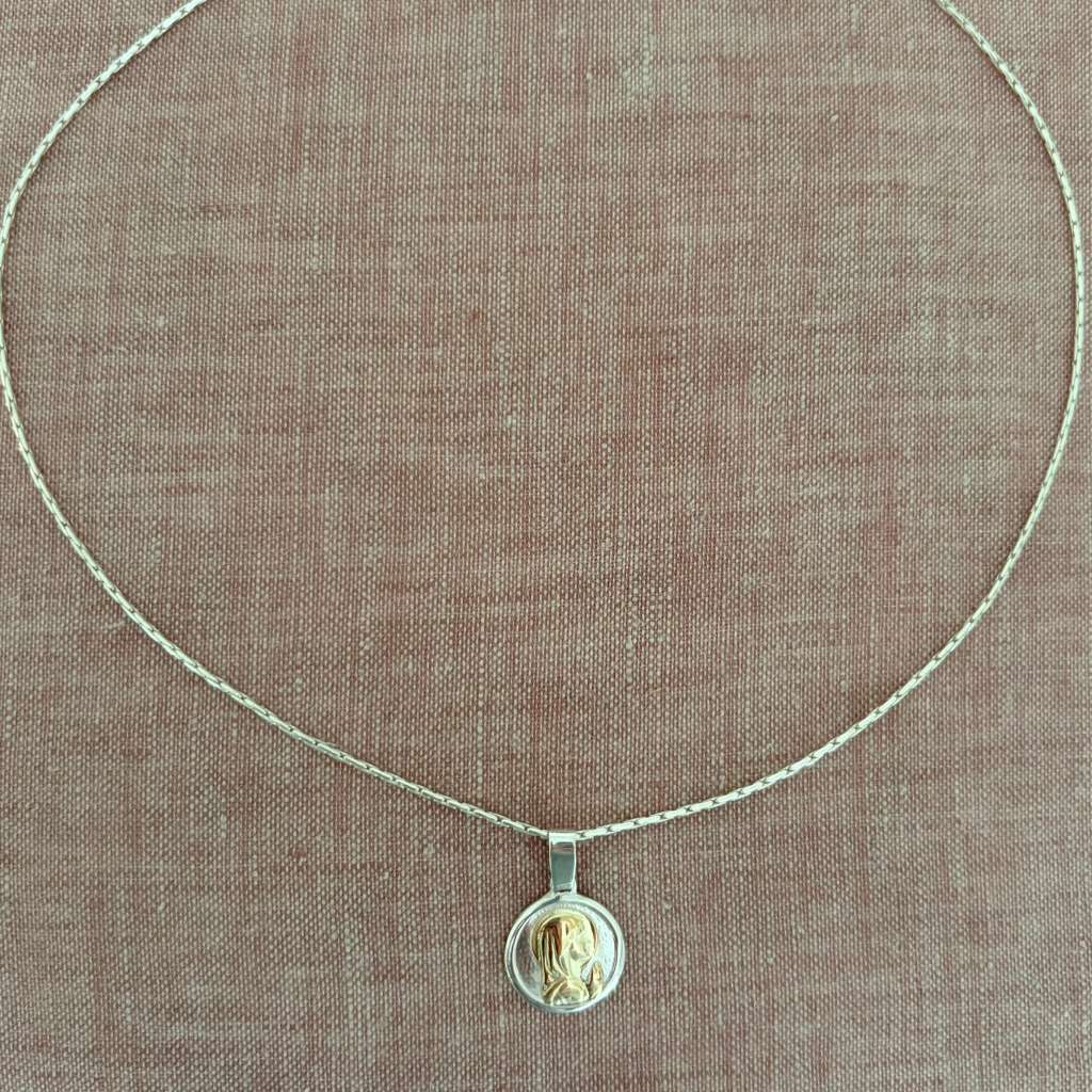 Virgin Mary as a Child Medal - Gold on Sterling Silver