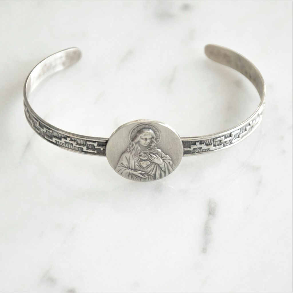 Immaculate Heart of Mary Cuff Bracelet 0.2 in.