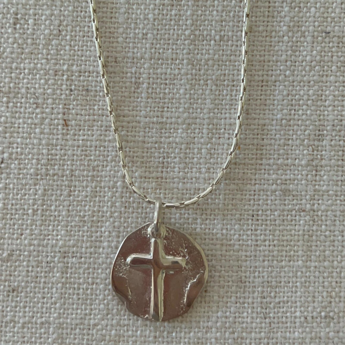 Cross Pendant with Bent Tips and Silver Chain