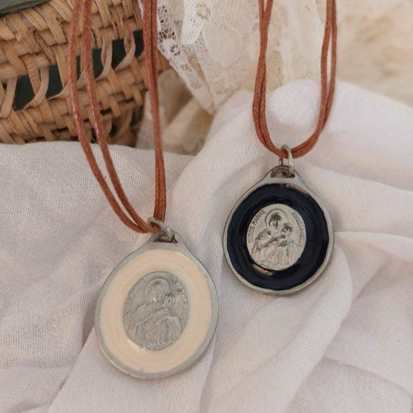 Enameled medals with cord chain