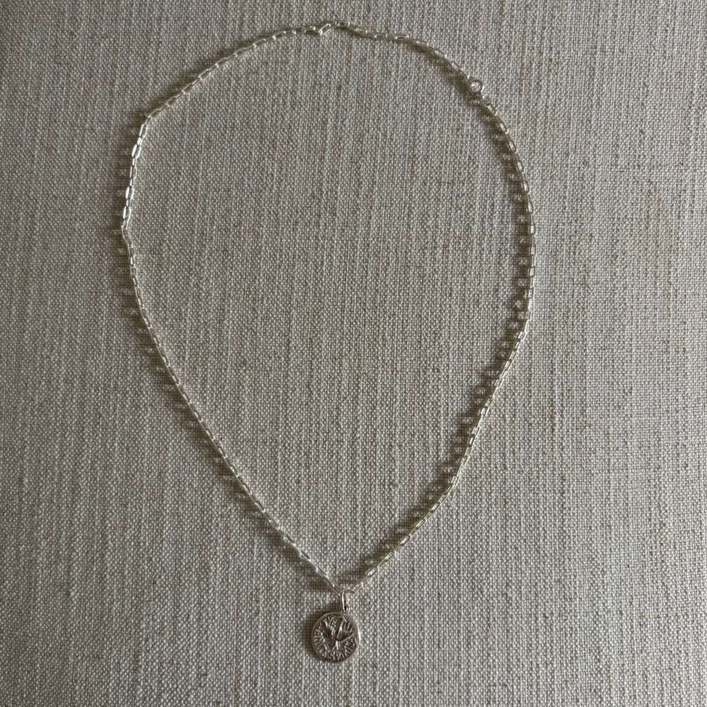 Holy Spirit silver medal with silver chain