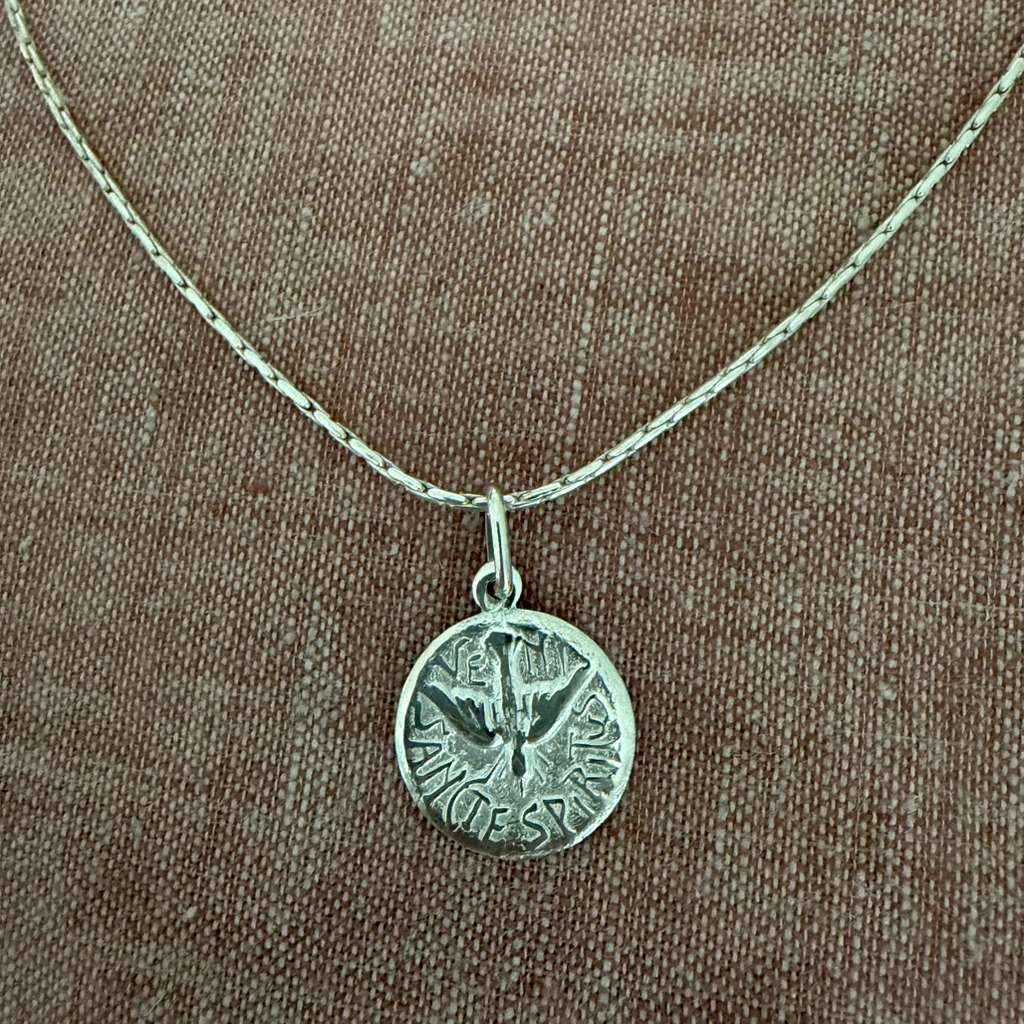 Holy Spirit silver medal with silver chain