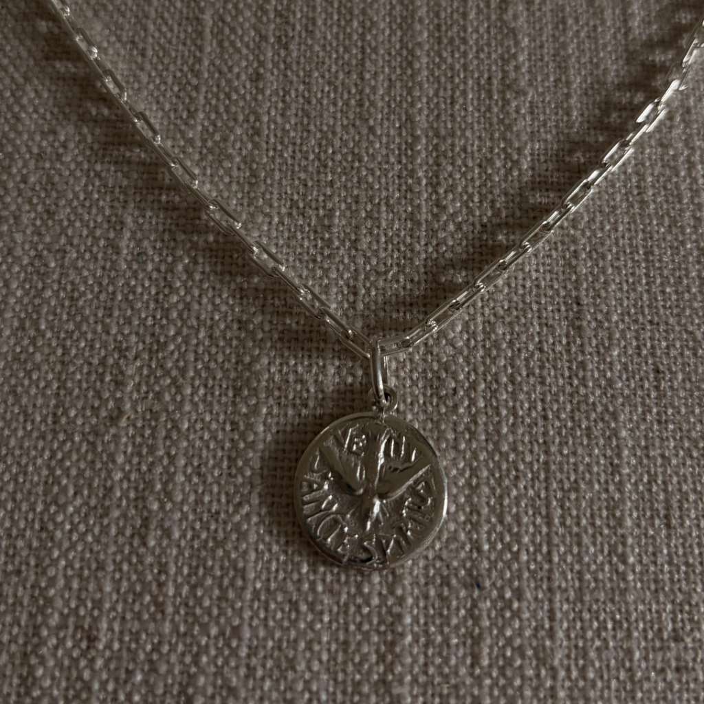Holy Spirit silver medal with silver chain