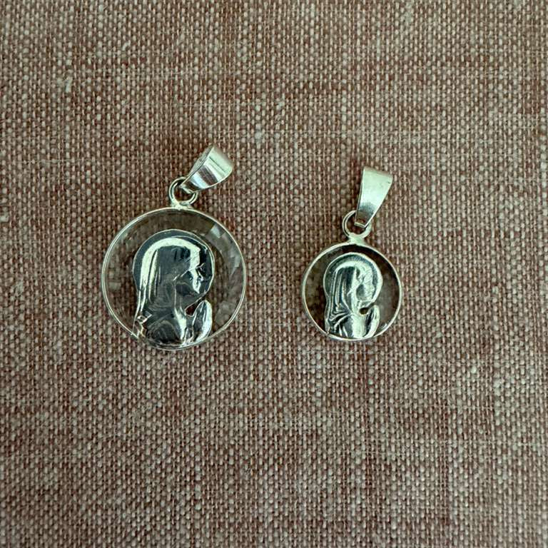 Silver and Crystal Child Mary Medal