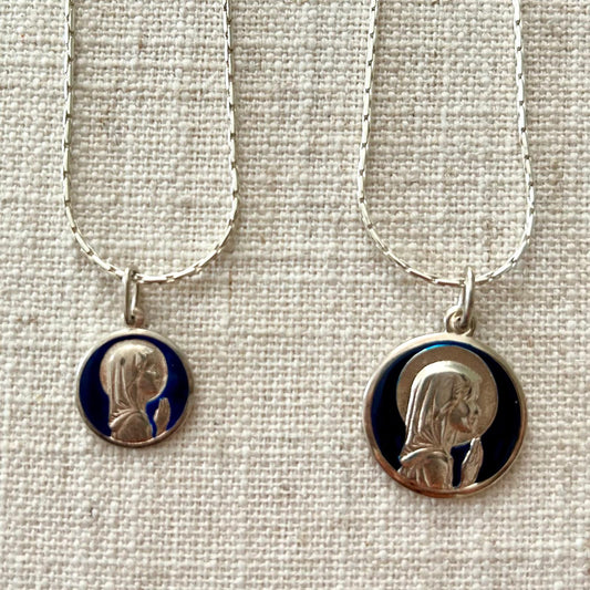 Child Mary with blue enamel medal