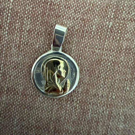 Virgin Mary as a Child Medal - Gold on Sterling Silver