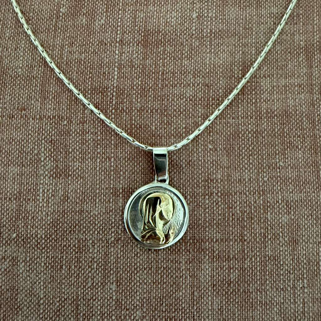 Virgin Mary as a Child Medal - Gold on Sterling Silver