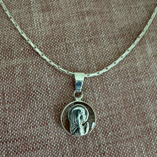 Silver and Crystal Child Mary Medal