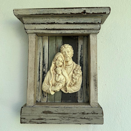 Holy Family with lilies in a box frame