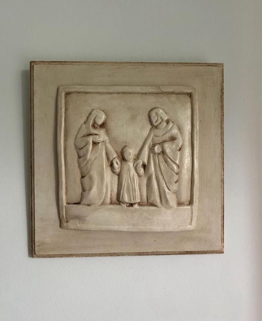Holy Family patinated plaque