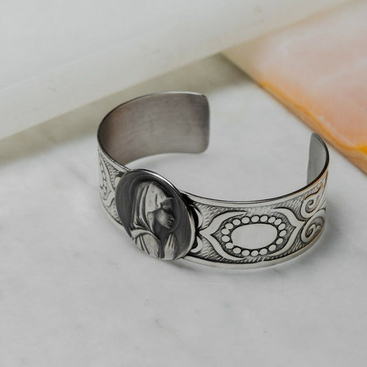 Young Virgin Mary Cuff Bracelet 0.8 in.