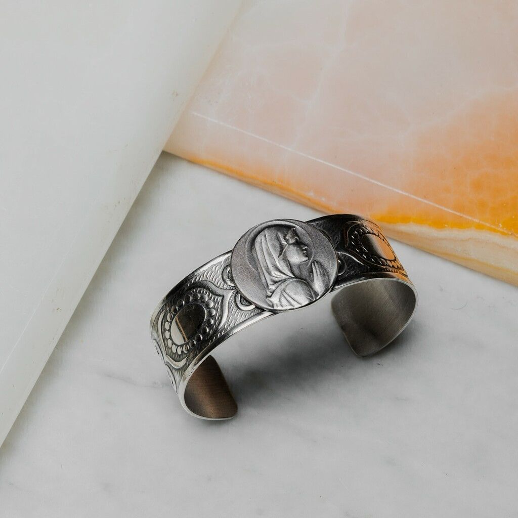 Young Virgin Mary Cuff Bracelet 0.8 in.