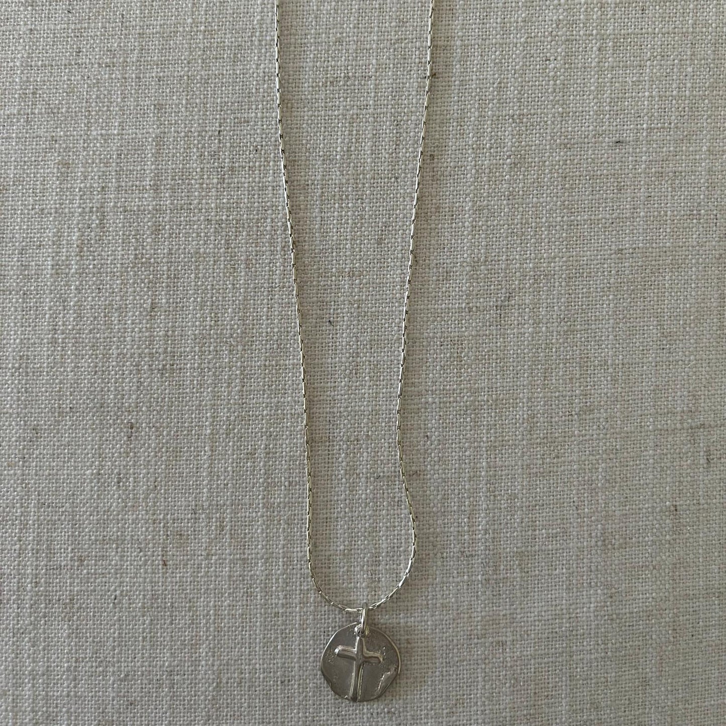 Cross Pendant with Bent Tips and Silver Chain
