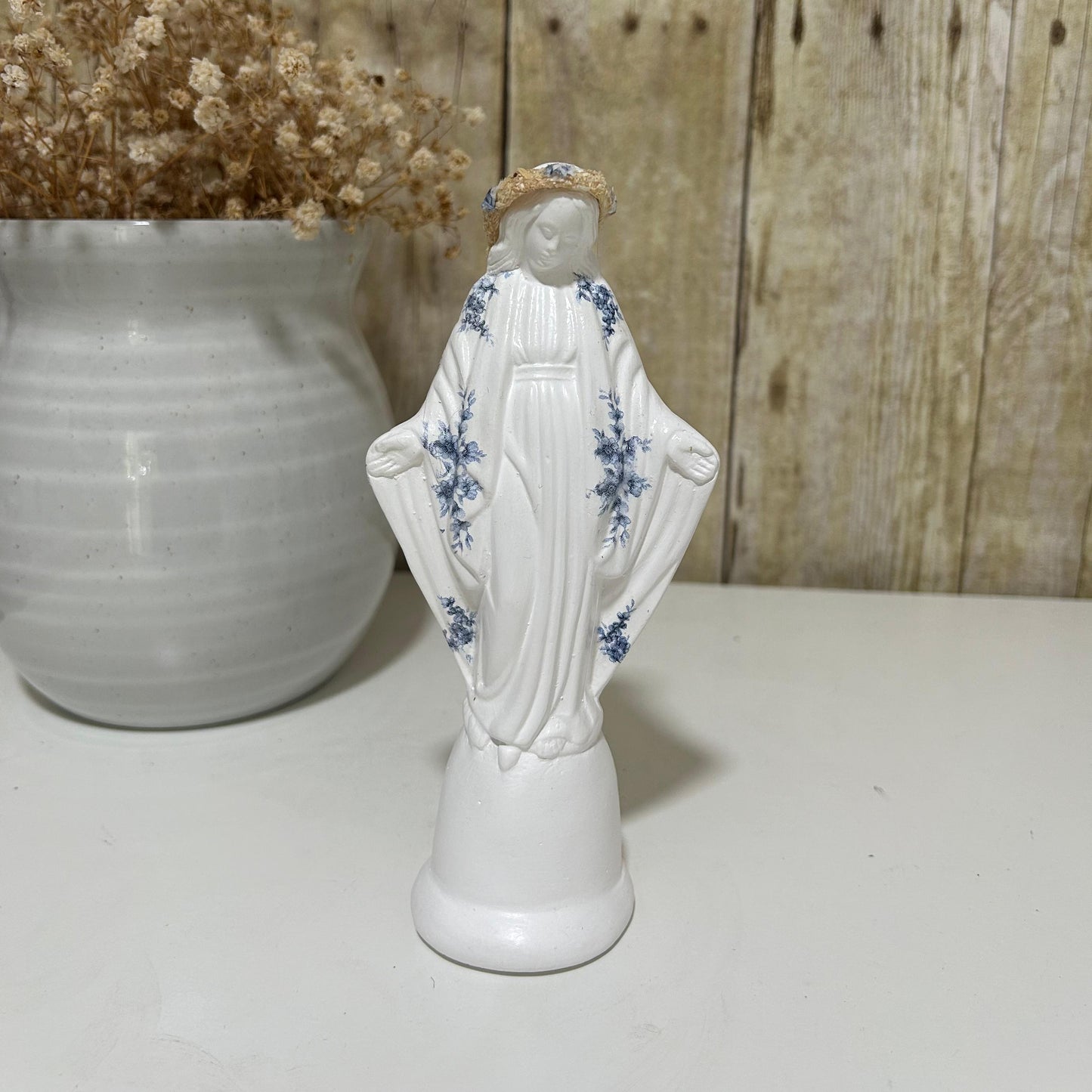 Miraculous Medal Virgin with flowers - medium size