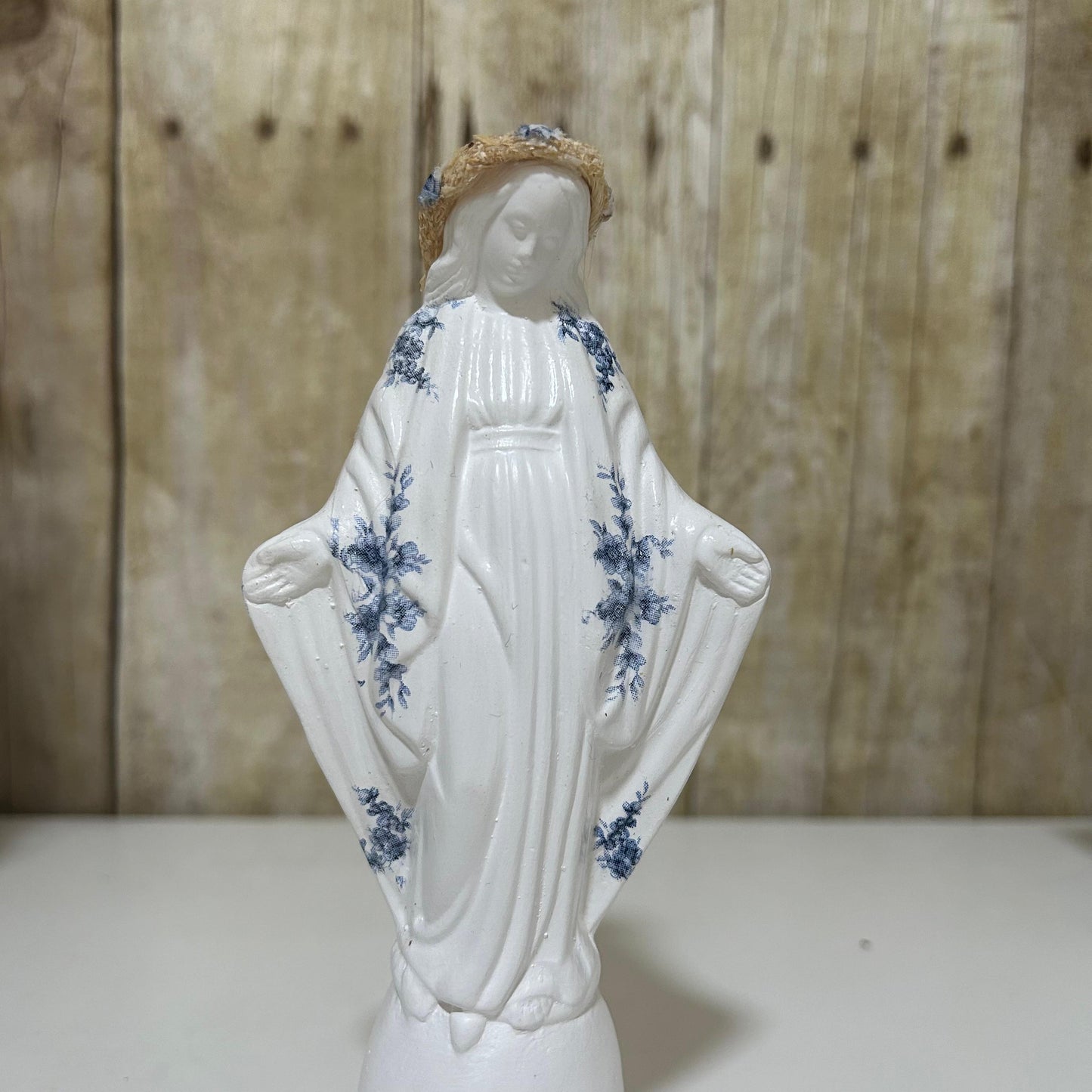 Miraculous Medal Virgin with flowers - medium size