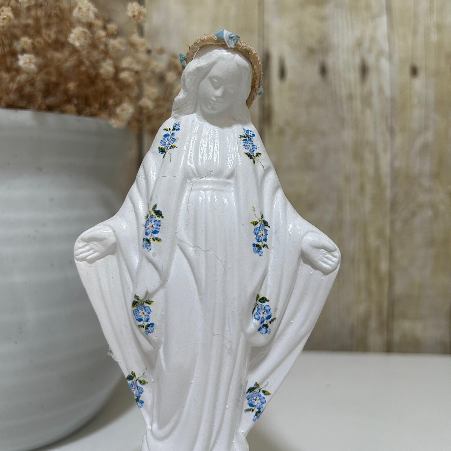 Miraculous Medal Virgin with flowers - medium size