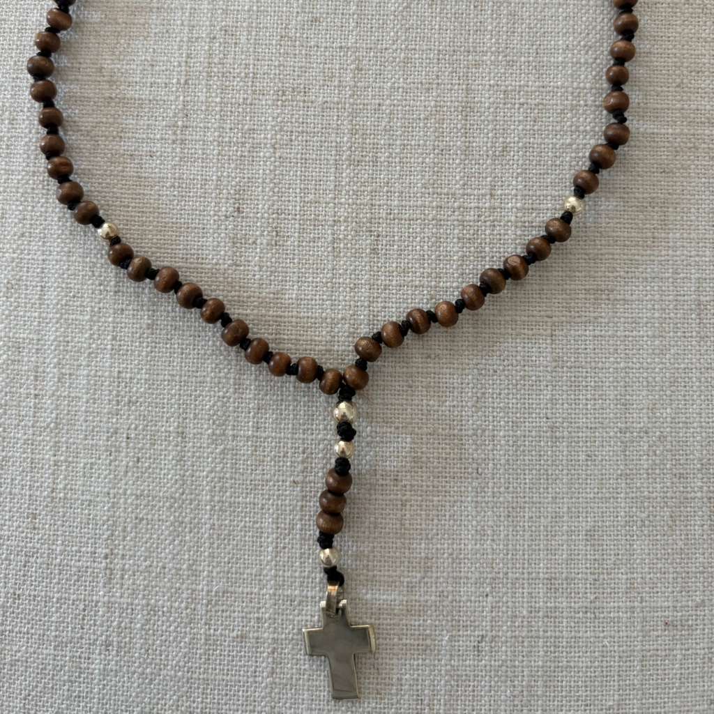 Wooden and Sterling Silver Rosary