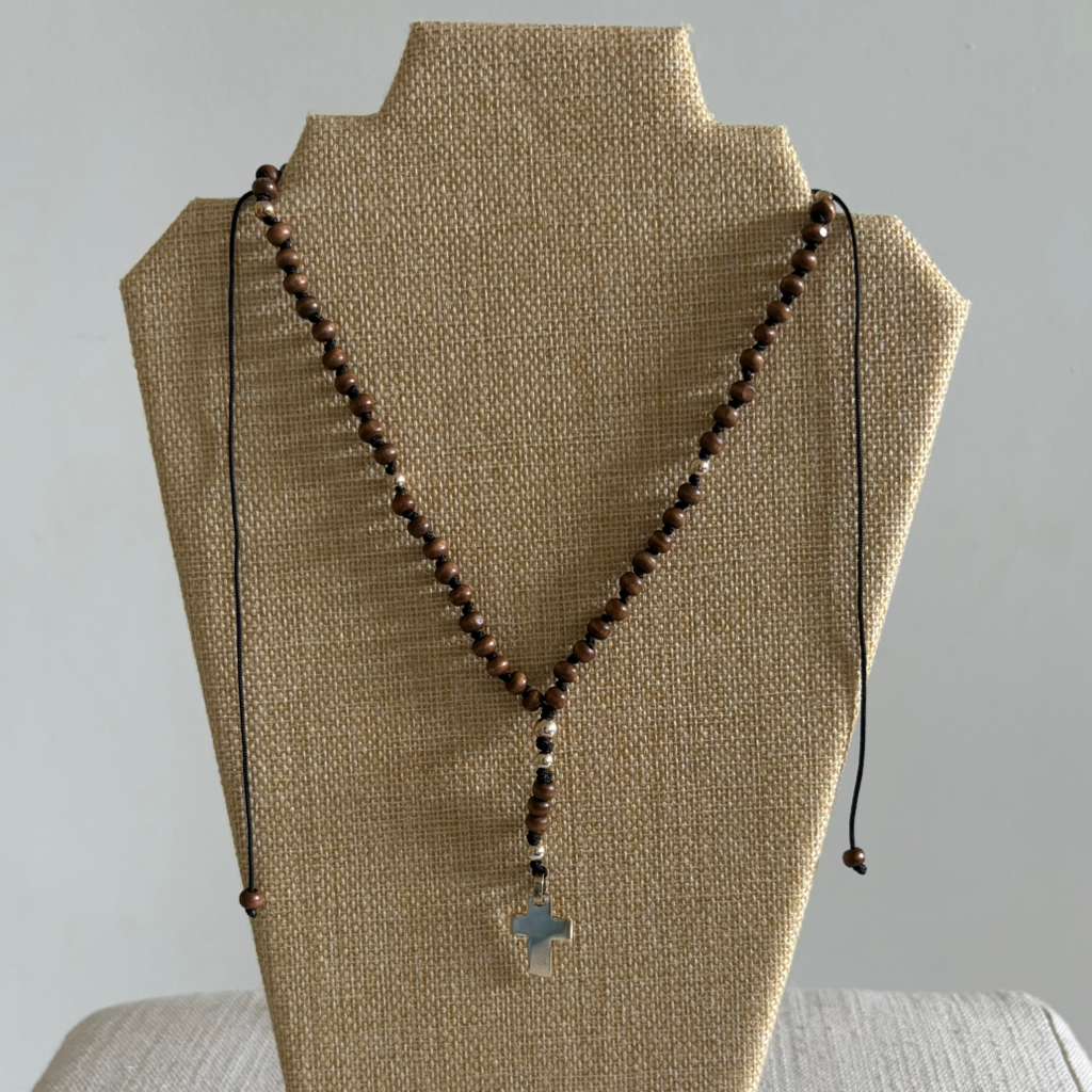 Wooden and Sterling Silver Rosary